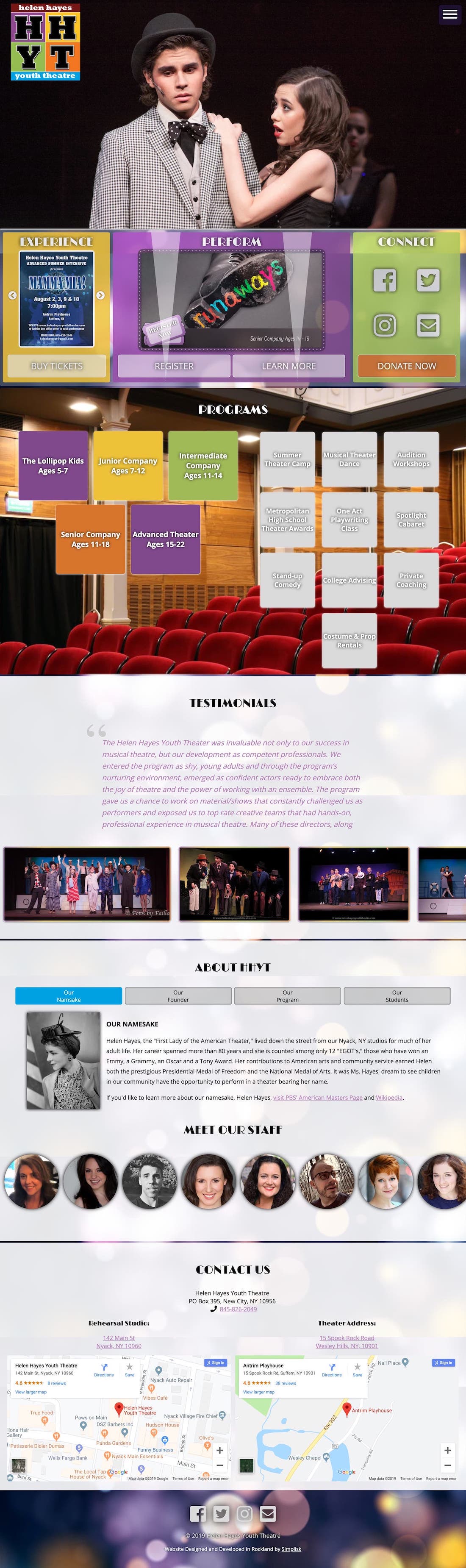 Helen Hayes Youth Theater Website Design